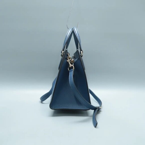 100% Authentic GUCCI Soho Top Handle Blue Leather Satchel 882-112024 - Picture 4 of 12